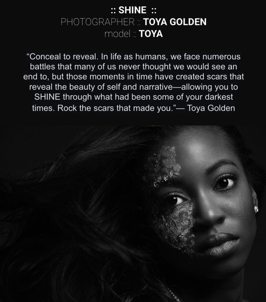 a black and white image of a brown skinned woman with a quote overtop of her head