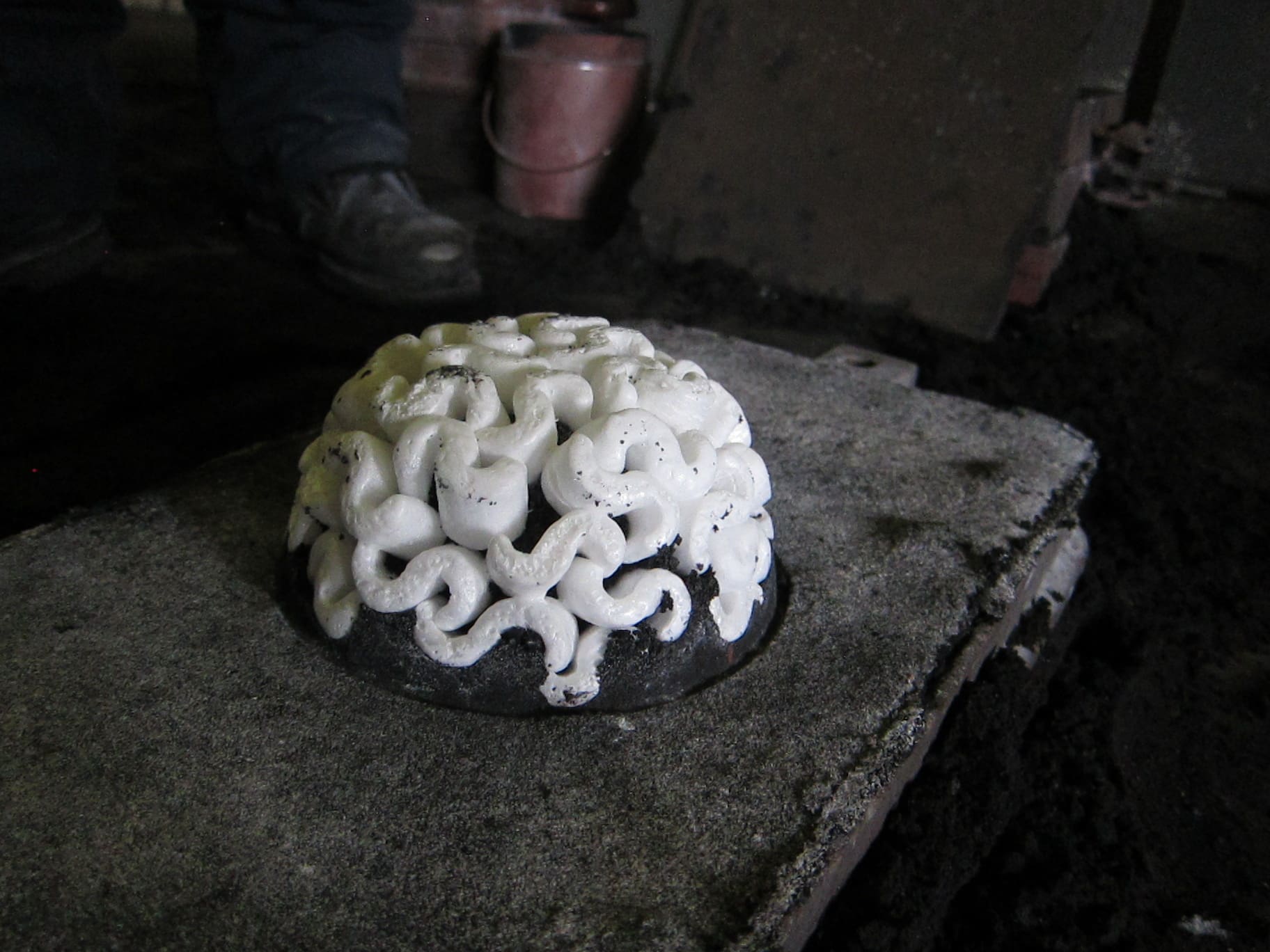 upside down bowl with white Styrofoam to look like a brain