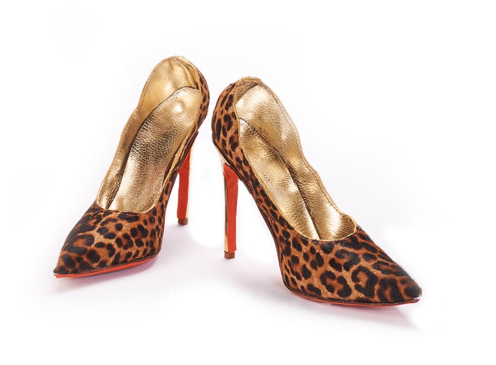 Photograph of leopard pump heels