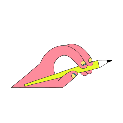 illustrated hand holding a pencil