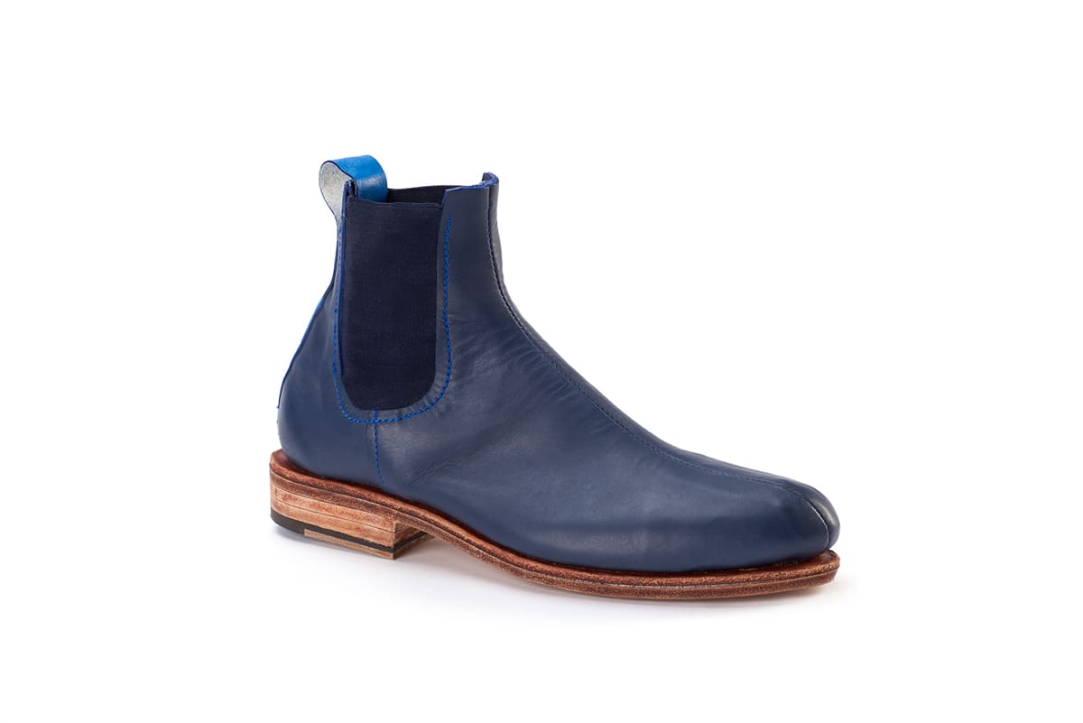 navy blue leather boot