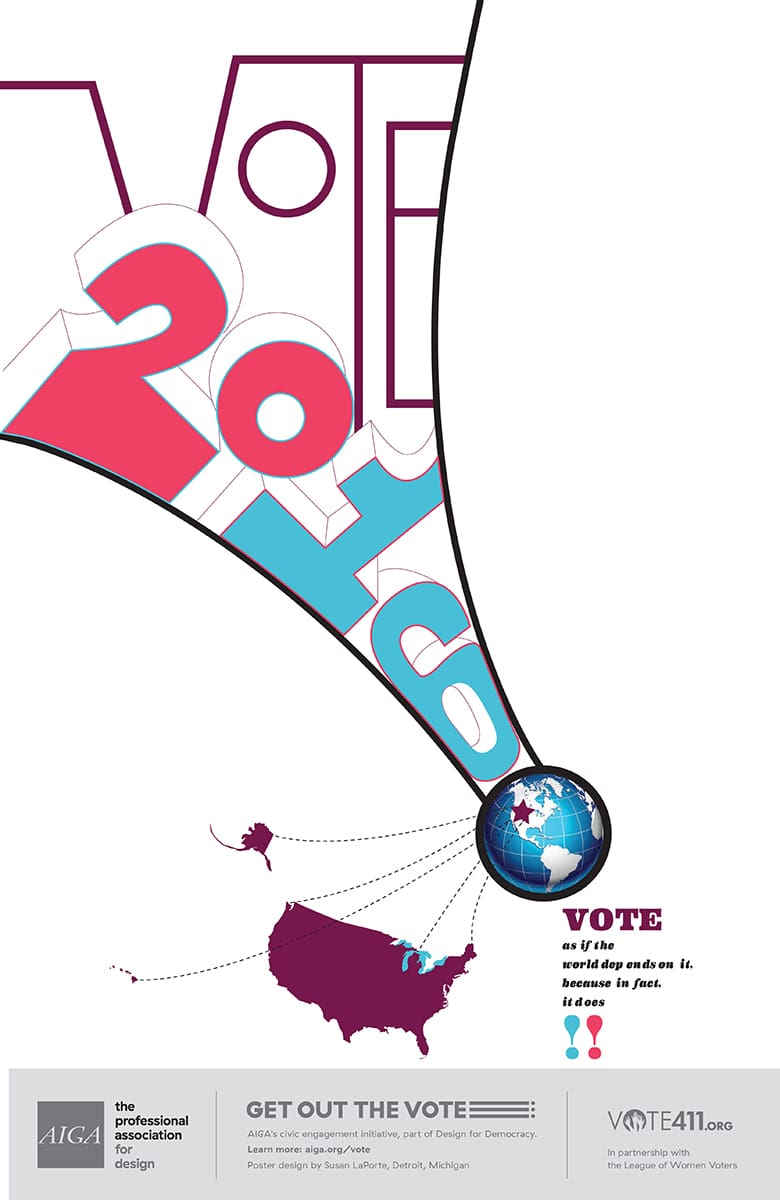 Infographic with a stylized title that says "Vote 2016" encouraging people to go out and vote